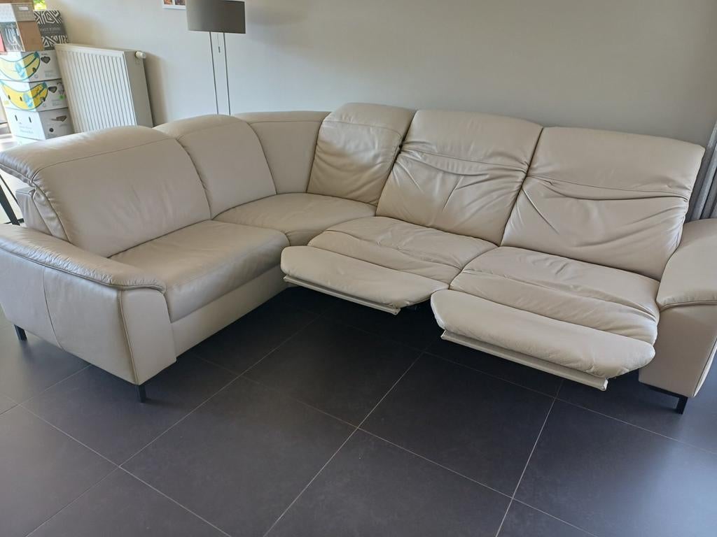 Lederen hoekzit met dubbele relax., Ophalen