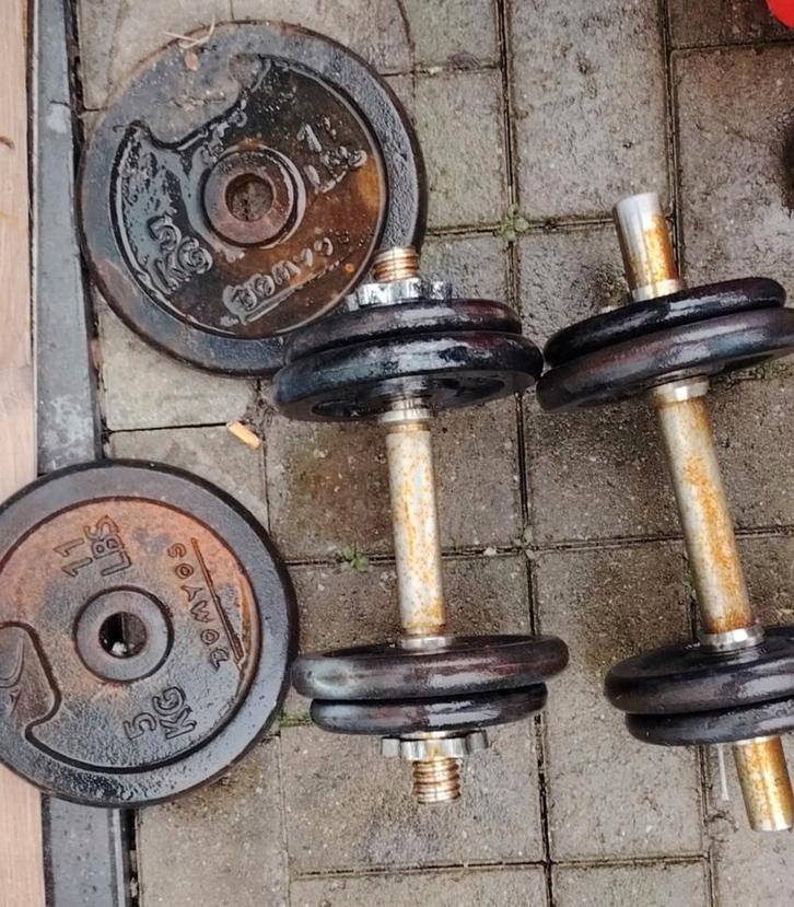 2 halters met extra gewichten, Sport en Fitness, Fitnessmaterialen, Ophalen of Verzenden