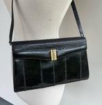 Sac à bandoulière en cuir croco noir, Enlèvement ou Envoi, Utilisé, Noir, Sac à bandoulière