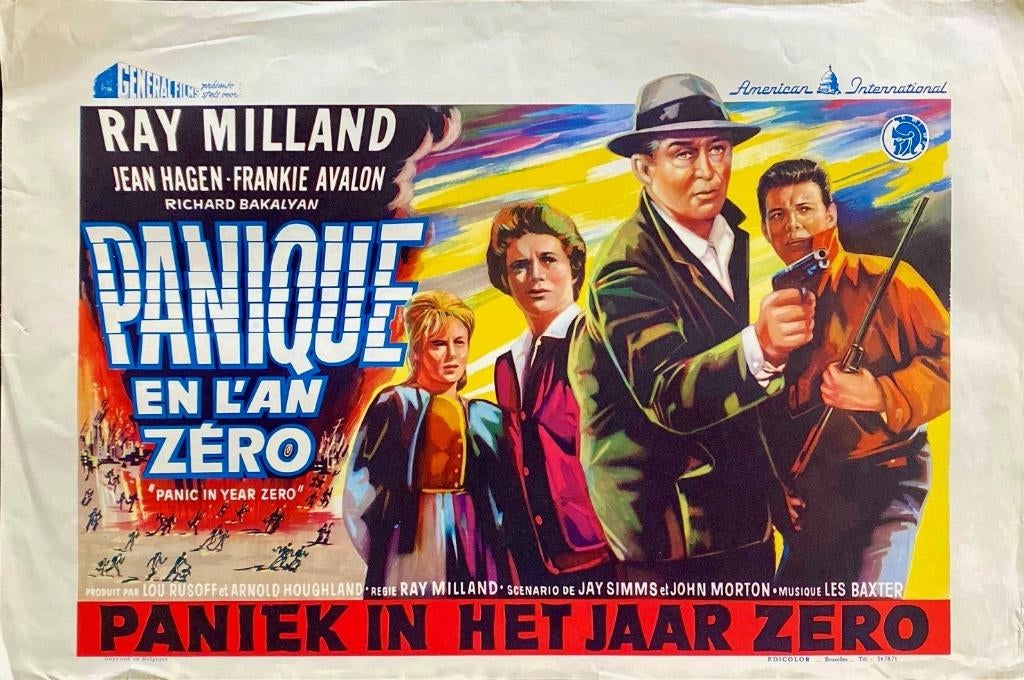Originele Belgische poster van de film „Panic in Year Zero”, Rechthoekig Liggend, Ophalen of Verzenden, Zo goed als nieuw, A1 t/m A3