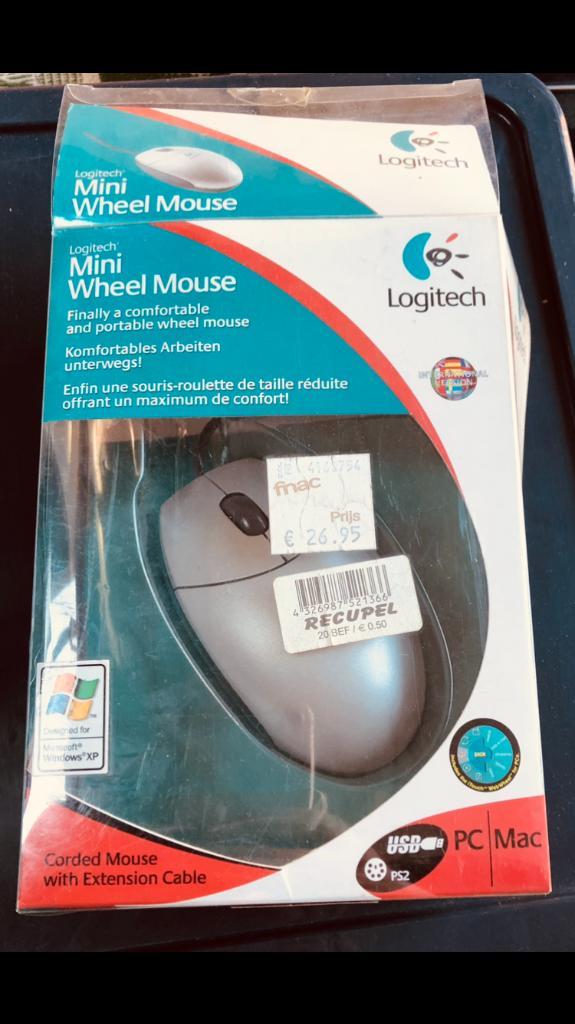Logitech Mini Wheel Mouse – Nieuw in verpakking, Computers en Software, Muizen, Nieuw, Muis, Ophalen of Verzenden