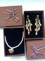 nieuw set : perles collier kettinghanger hart + oorhangers, Wit, Nieuw, Ophalen of Verzenden, Steen of Mineraal