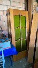 4X Deur met groen glas en 1 deur dicht, Ophalen, Zo goed als nieuw, Glas