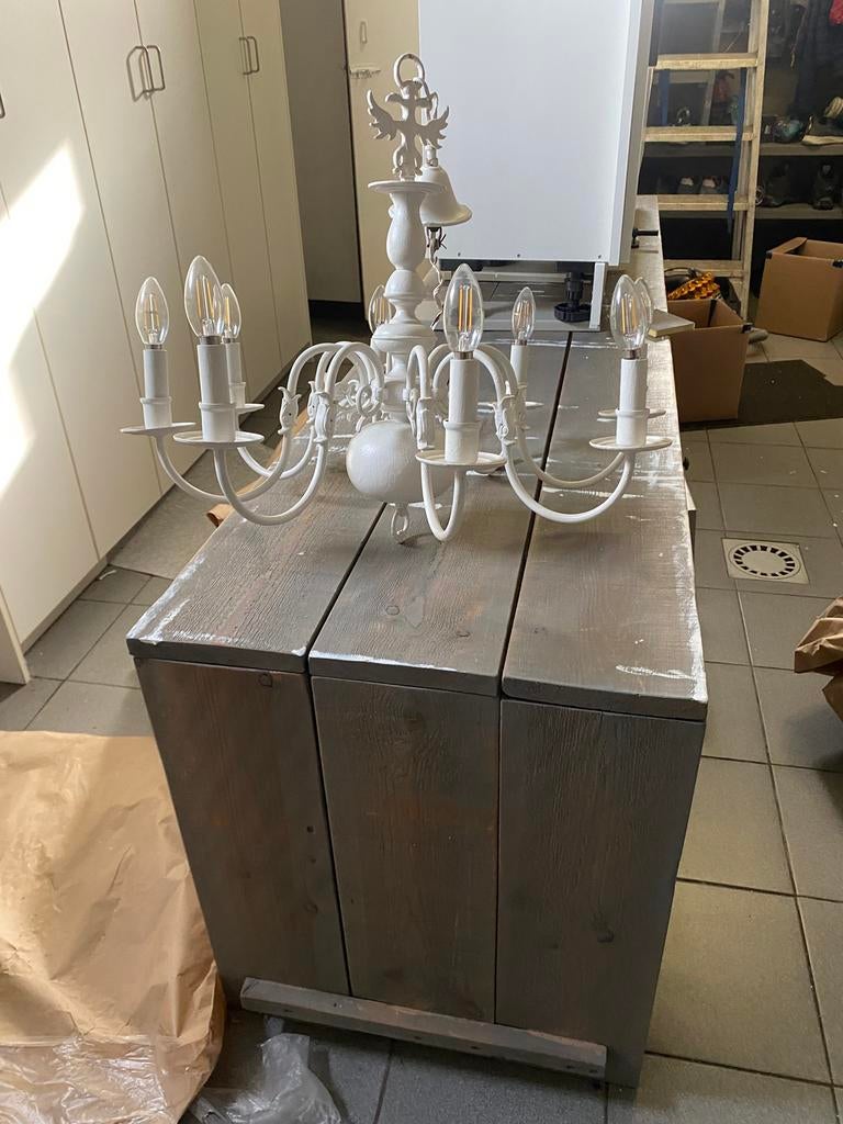 Witte luster incl. led lampjes, Ophalen