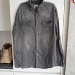Grijs heren jeans hemd maat L, Ophalen, Maat 52/54 (L), Grijs