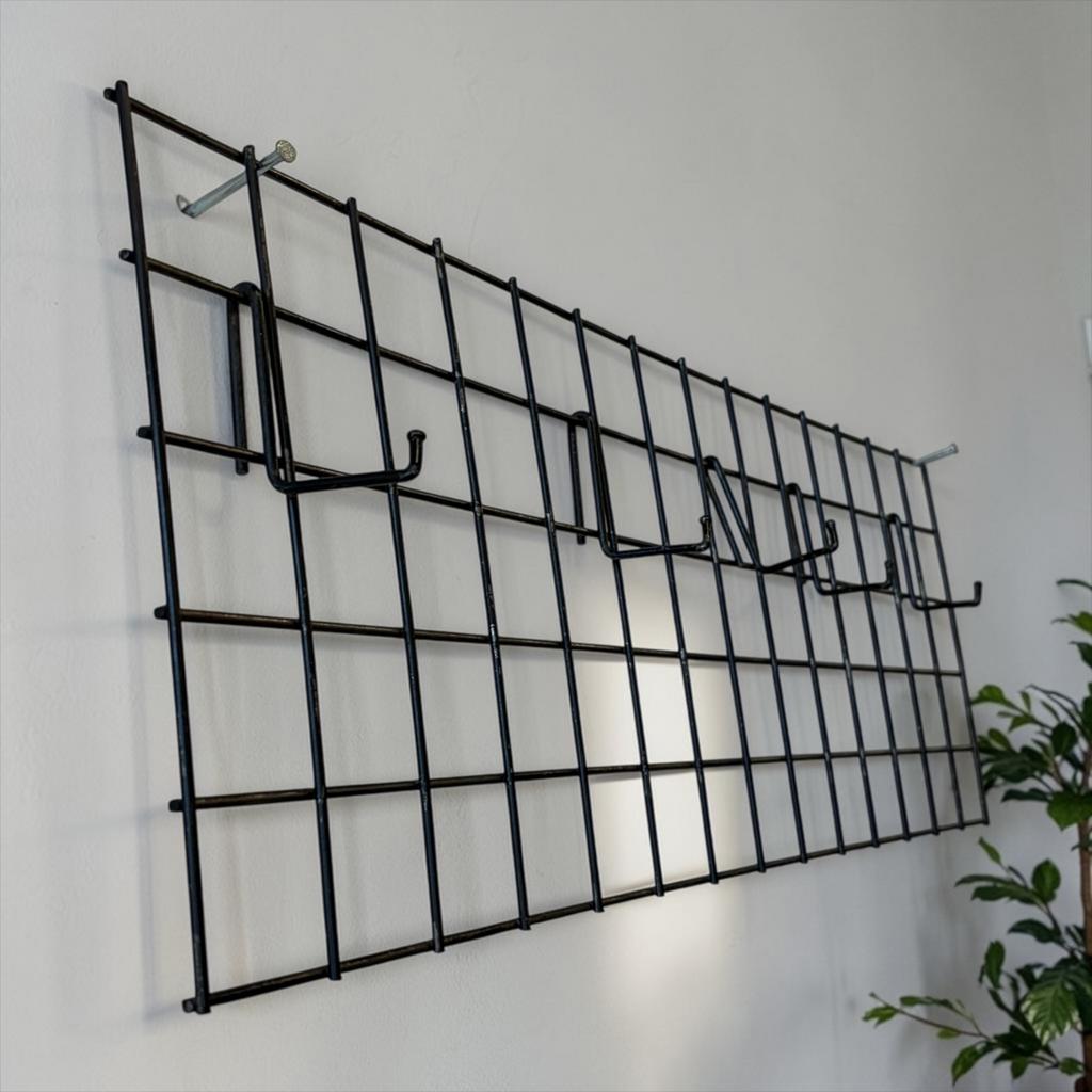 vintage zwarte raster hangkapstok met  6 ophangpunten, Tuin en Terras, Tuinhekken en Hekwerk, Gebruikt, Ophalen