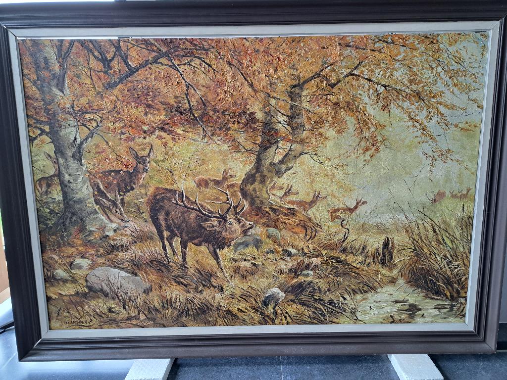 Peinture à l'huile sur toile du peintre verviétois Garsoux, Enlèvement