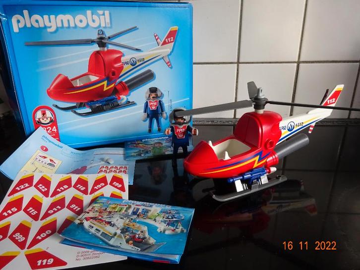 Playmobil Brandweerhelikopter - 4824*VOLLEDIG*PRIMA STAAT*, Kinderen en Baby's, Speelgoed | Playmobil, Complete set, Ophalen of Verzenden