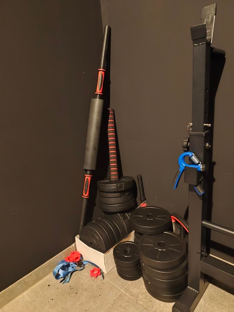 Fitness bank en gewichten, Ophalen, Zo goed als nieuw