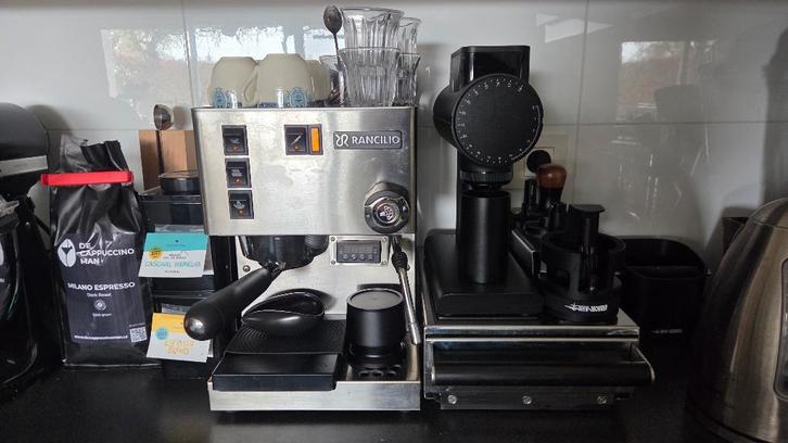 Rancilio silva en Timemore sculptor 78S, plus extra's, Electroménager, Cafetières, Utilisé, Café en grains, Machine à espresso