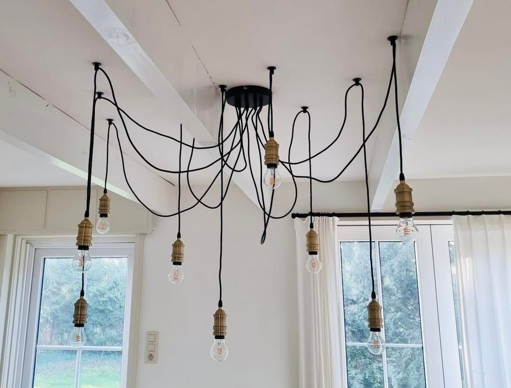 Belle lampe araignée avec 9 points lumineux, Enlèvement, Comme neuf, Verre