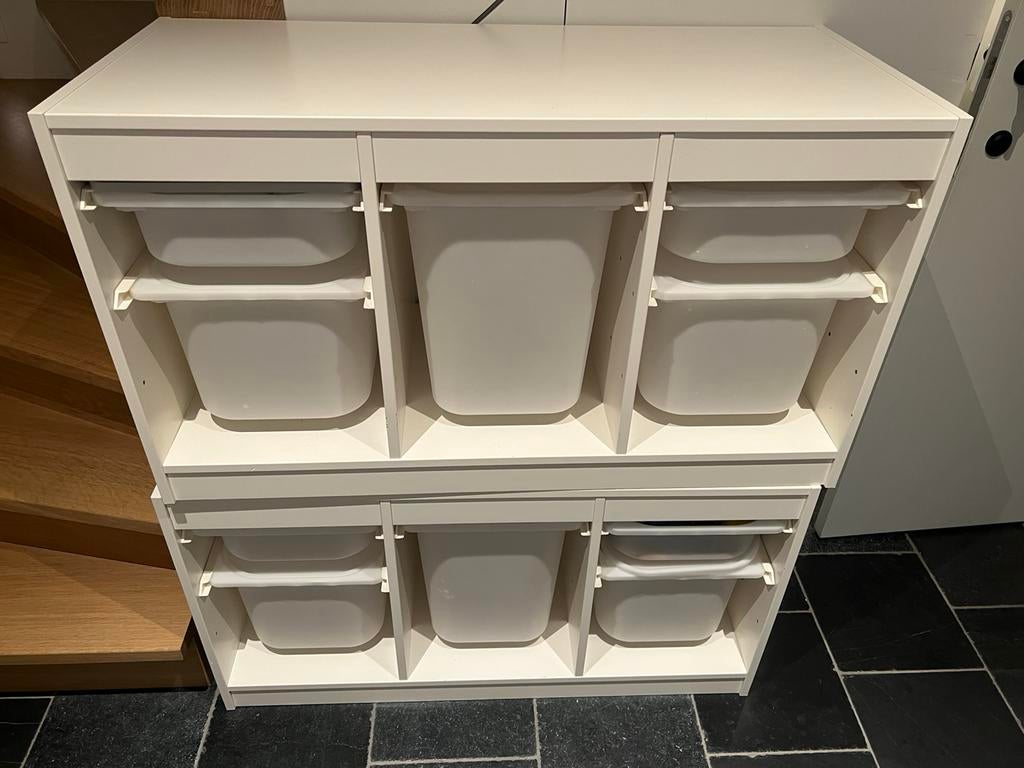 2 witte trofast ikea kasten met bakken, Ophalen, Gebruikt
