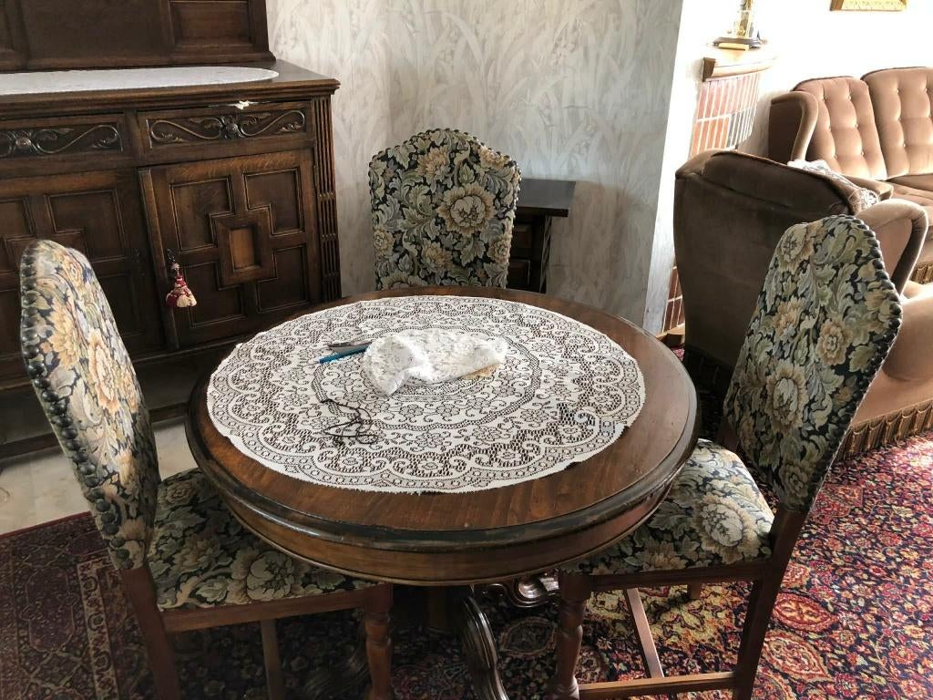 Set van tafel en stoelen, Ophalen, Gebruikt, 100 tot 150 cm, Eikenhout