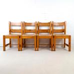 4x vintage stoel Deens design grenen hout/papercord jaren 70, Enlèvement