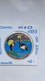 Congo 1000 francs 1997 AG PROOF OPL. 2500 !! 999/1000, Ophalen of Verzenden