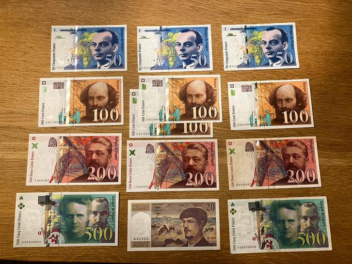 13 stuks franse francs van zeer mooie kwaliteit tot UNC!!, Postzegels en Munten, Bankbiljetten | Europa | Niet-Eurobiljetten, Ophalen of Verzenden
