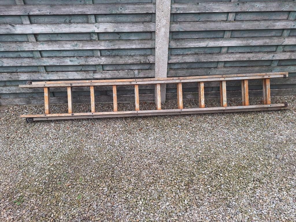 Houten ladder twee delig, Bricolage & Construction, Échelles & Escaliers, Utilisé, Échelle, 4 mètres ou plus, Enlèvement