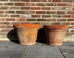 2 x grote bloempot handgemaakt terra-cotta, rond, Tuin en Terras, Rond, Zo goed als nieuw, Minder dan 40 cm, Terracotta