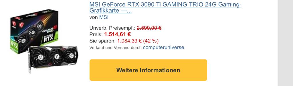 RTX 3090 Ti 24GB – 24GB VRAM (AI/gaming), Informatique & Logiciels, Cartes vidéo, Enlèvement, Utilisé, Nvidia
