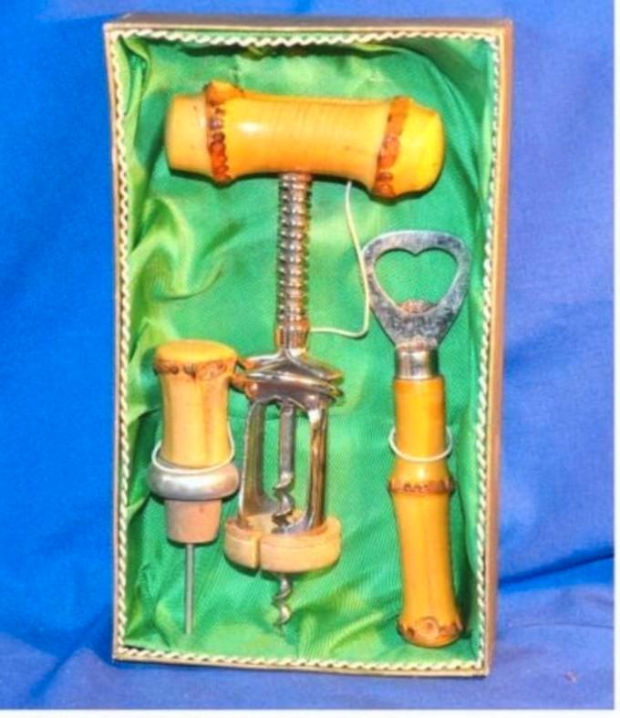 § set de bar bambou 3 pieces coffret vintage, Huis en Inrichting, Woonaccessoires | Overige, Ophalen of Verzenden