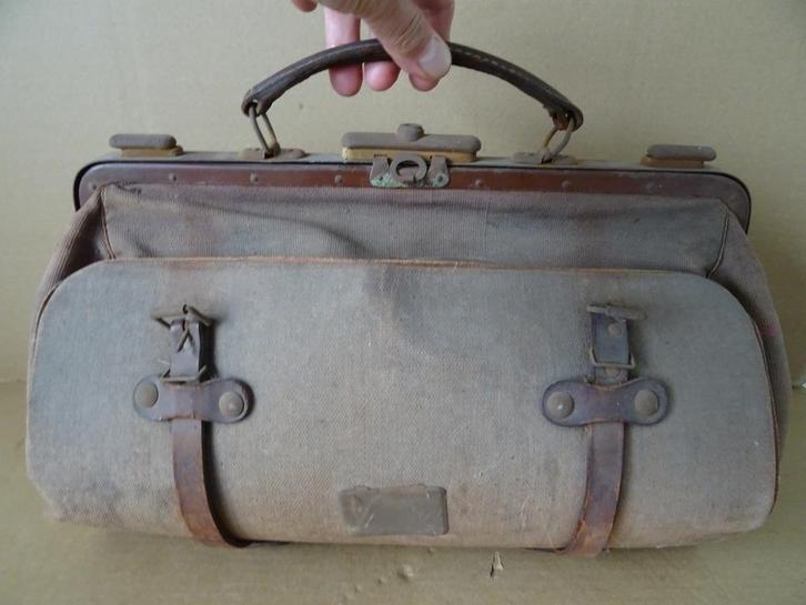 Antieke dokterstas antiek antieke linnen dokterstas 1920, Antiek en Kunst, Antiek | Overige Antiek, Ophalen of Verzenden