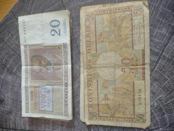 Oude bankbiljetten 20 en 50 Frank uit 1956 beschikbaar voor biedingen