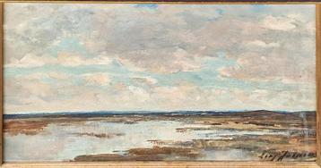 Peinture liégeoise - Huile sur panneau signée Léon Jamin beschikbaar voor biedingen