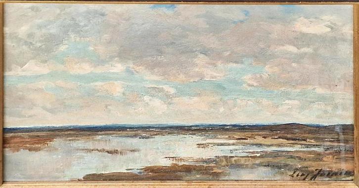 Peinture liégeoise - Huile sur panneau signée Léon Jamin, Antiek en Kunst, Kunst | Schilderijen | Klassiek, Ophalen