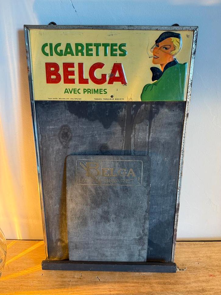 Rarissime !!! 2 Ardoises et tôle Cigarettes BELGA 1934, Verzamelen, Merken en Reclamevoorwerpen, Gebruikt, Ophalen of Verzenden