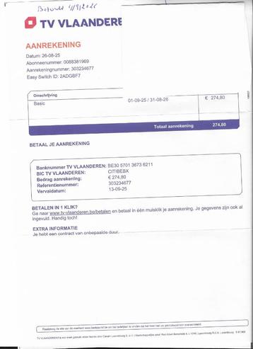 TV abonnement en smartkaart TV vlaanderen. beschikbaar voor biedingen