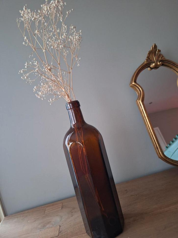 Vintage zeshoekige apothekerfles - 1 liter, Antiek en Kunst, Curiosa en Brocante, Ophalen of Verzenden