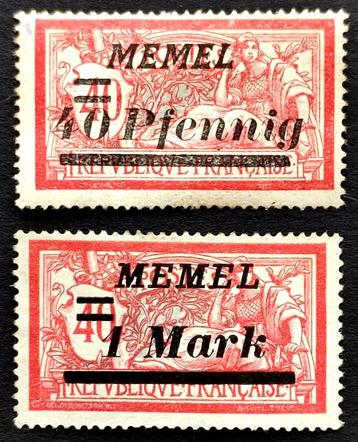 Memel: 2X opdruk op 40C Type Merson 1922 beschikbaar voor biedingen
