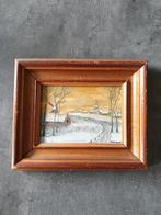 Schilderijtje winters landschap  27.5 op 23 cm, Antiek en Kunst, Ophalen of Verzenden