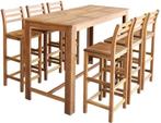 Bartafel met 6 stoelen Accasiahout., Tuin en Terras, Ophalen, Gebruikt, Rechthoekig, Hout