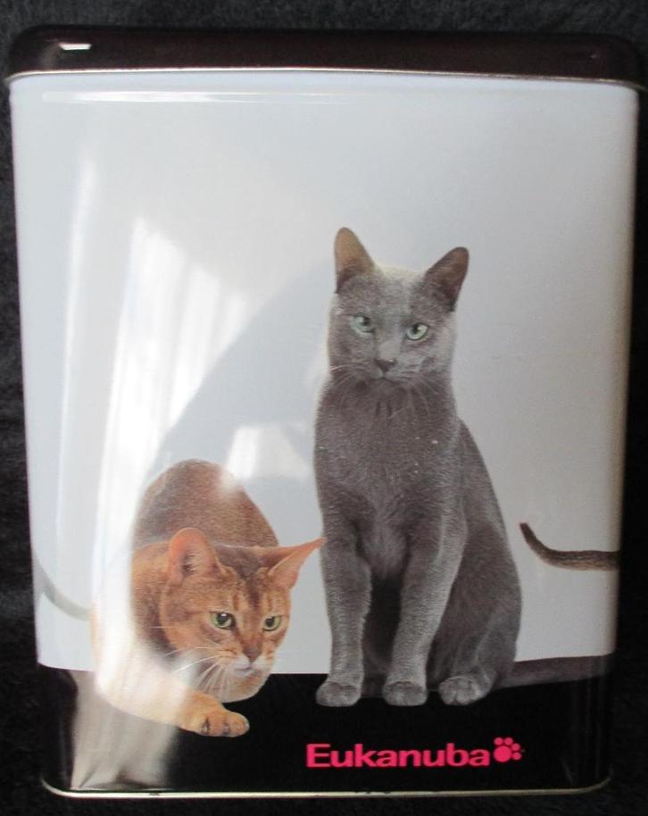 Blikken doos Eukanuba , perfecte staat, Dieren en Toebehoren, Kattenvoerbakken en Drinkbakken, Zo goed als nieuw, Ophalen of Verzenden