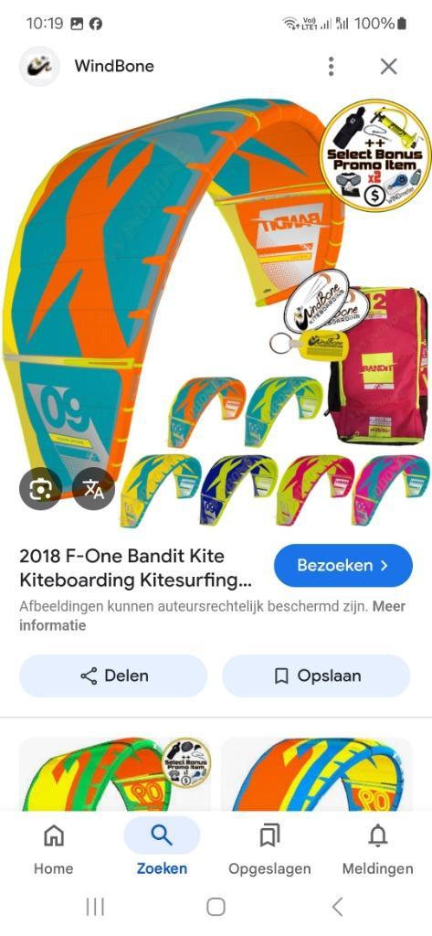 Kite compleet set 7m 9m 10.m.en bar en board, Watersport en Boten, Kitesurfen, Kite, Ophalen of Verzenden