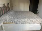 Bed frame with storage, white, 160x200 cm, Huis en Inrichting, Slaapkamer | Bedden, Ophalen, Wit, Tweepersoons, Zo goed als nieuw