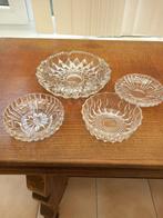 Glazen asbak 18 cm + 3 andere glazen potjes, Antiek en Kunst, Ophalen