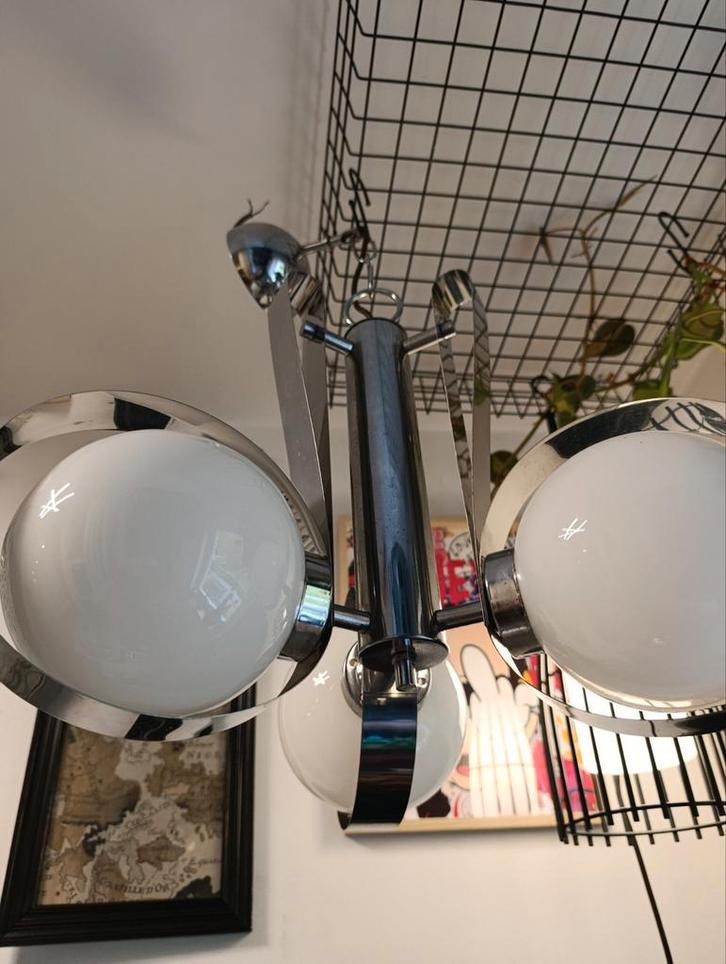 Lustre triple opaline 70' Space age, Huis en Inrichting, Lampen | Vloerlampen, Gebruikt, Ophalen of Verzenden