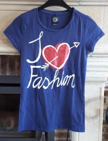 Tshirt - korte mouw - blauw - print - 170/176 - € 1.00 beschikbaar voor biedingen