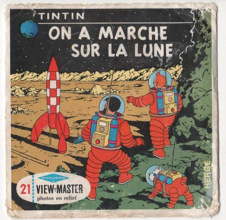 View-master Kuifje Mannen op de maan B 543 - boekje FR en NL, Antiek en Kunst, Antiek | Speelgoed, Ophalen of Verzenden