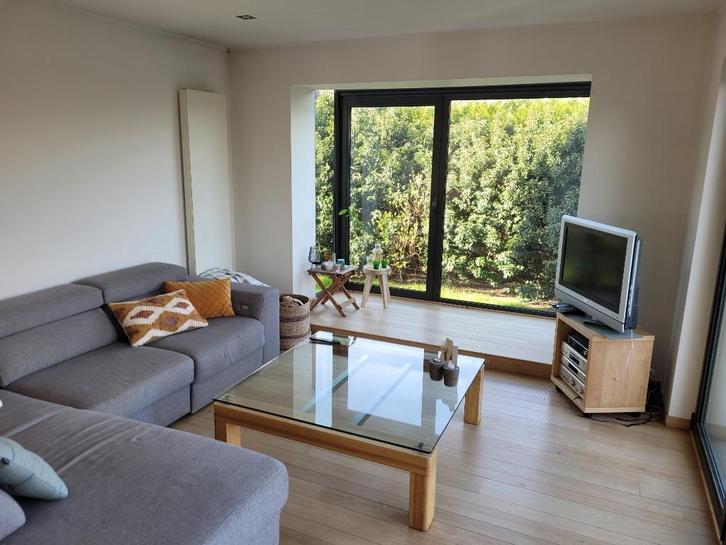 glazen salontafel, Huis en Inrichting, Tafels | Salontafels, Gebruikt, Minder dan 50 cm, 100 tot 150 cm, 100 tot 150 cm, Vierkant