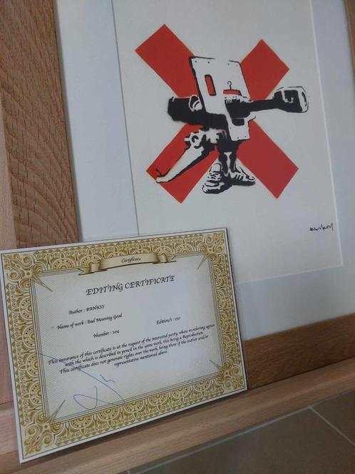 Banksy "Bad Meaning Good", Antiek en Kunst, Kunst | Schilderijen | Modern, Ophalen of Verzenden