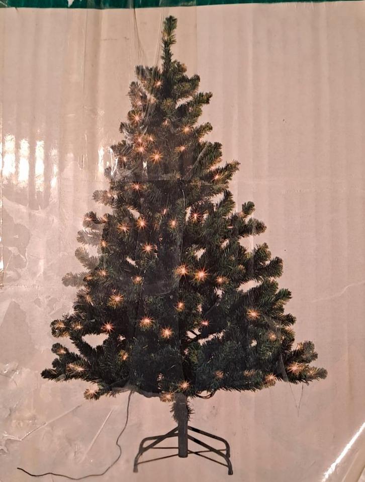 Kunstkerstboom met ledlampjes op voet., Diversen, Kerst, Zo goed als nieuw, Ophalen