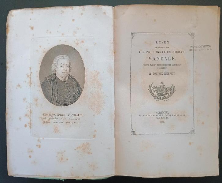 ZELDZAAM. (KORTRIJK) Leven van Josephus Vandale, Antiquités & Art, Antiquités | Livres & Manuscrits, Enlèvement ou Envoi