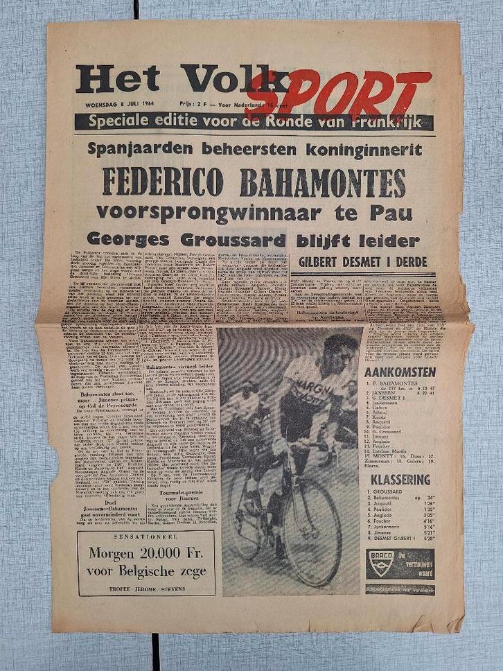 Sleen Buth Tour - Het Volk Sport 8/7/1964, Verzamelen, Stripfiguren, Gebruikt, Overige typen, Overige figuren, Ophalen of Verzenden