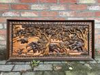 Mooi uitgesneden olifanten paneel in relief 104x50 cm, Ophalen
