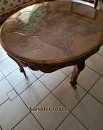 prachtige handgemaakte salontafel met glazen tafelblad, Antiek en Kunst, Antiek | Meubels | Tafels, Ophalen