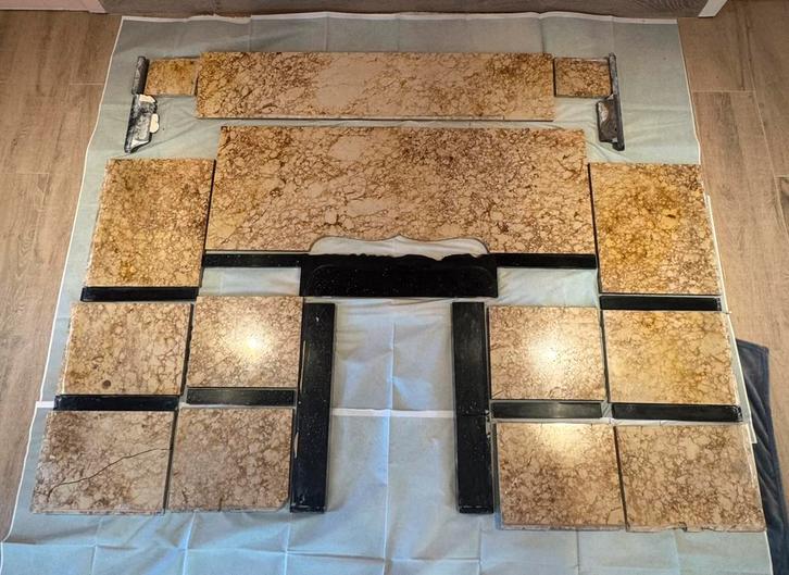 Cheminée en marbre - marbre massif - complète, Maison & Meubles, Cheminées, Utilisé, Enlèvement