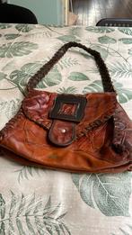 Vintage lederen handtas jaren 70, Ophalen of Verzenden, Gebruikt, Bruin, Handtas
